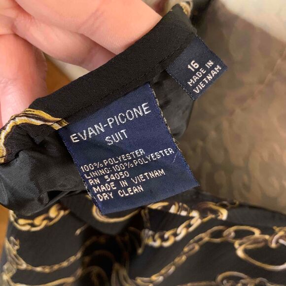 Evan Picone Black Gold Chain Midi Plus Size A Line Skirt Size 16 - Picture 5 of 6